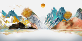 中式抽像山水背景图