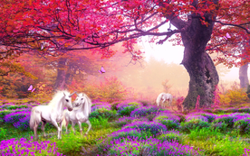 梦幻薰衣草风景背景墙