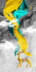 抽象金色麋鹿玄关装饰画