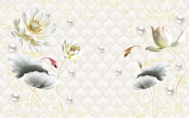 立体荷花背景画