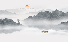 新中式水墨山水画