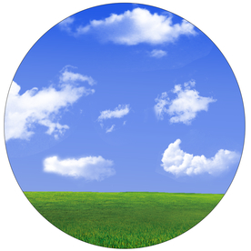 圆形草原蓝天白云