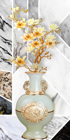 花瓶大理石玄关背景装饰画