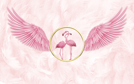 粉色羽毛翅膀火烈鸟背景装饰画