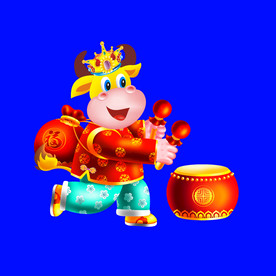 卡通牛牛年门画牛年门贴