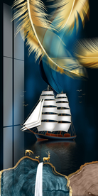 一帆风顺金色羽毛玄关