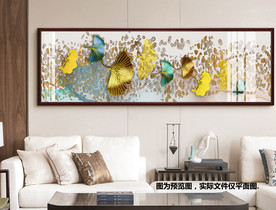 银杏叶叶子床头横幅装饰画