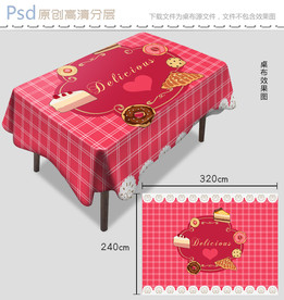 可爱美食甜点桌布花纹设计