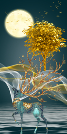 现代抽象麋鹿晶瓷玄关装饰画