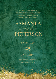 轻奢金绿色背景婚礼迎宾海报