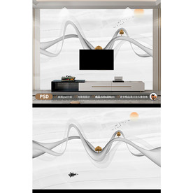 烟雾水墨山水电视背景墙