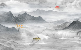 中式山水背景墙