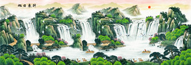 旭日东升山水画