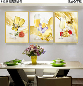 葡萄酒杯复古餐厅油画