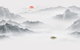 中式水墨山水画