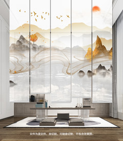 新中式山水卷帘