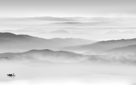 新中式山水画灰色画 TIF分层