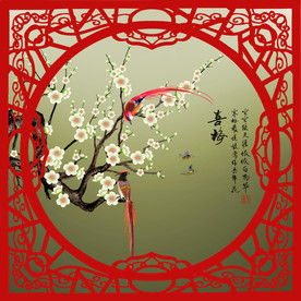 原创梅花喜鹊喜梅装饰画