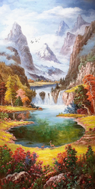 风景油画聚宝盆招财画