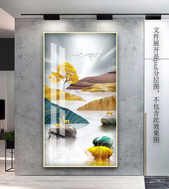 现代轻奢鎏金玄关装饰画