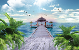 清新海景背景装饰画