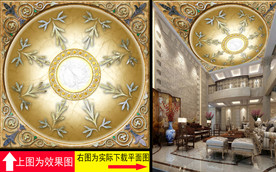 奢华砖石拼花大理石天顶
