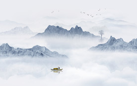 中式水墨山水画