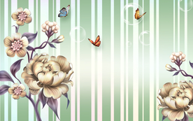 木纹花卉背景装饰画