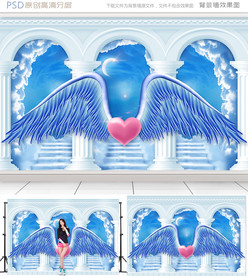 3D天使之恋网红拍照背景墙