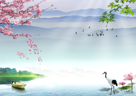 江南水乡电视背景装饰画