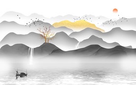 水墨意境山水背景墙