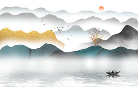 意境山水背景墙