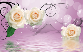 3D立体玉兰花电视背景装饰画