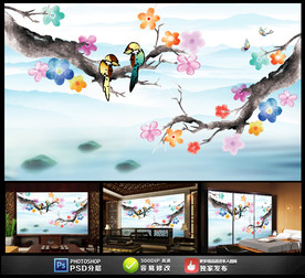 唯美新中式山水花鸟装饰画