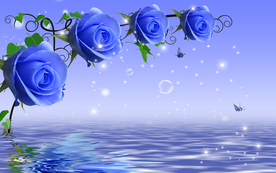 蓝色玫瑰花背景装饰画