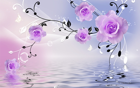紫色玫瑰背景转饰画