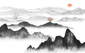 水墨山水电视背景墙