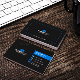 黑蓝通用名片正反双面PSD模板