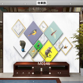 菱形 浮雕 轻奢 大象 花鸟