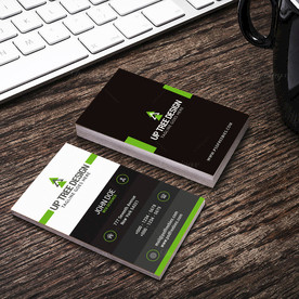 黑绿简约名片正反双面PSD模板
