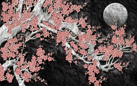 浮雕梅花树枝3d立体新中式背景