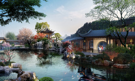 江南庭院水系效果图