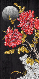 浮雕牡丹花卉蝴蝶和顺3D玄关