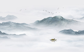 中式水墨山水画