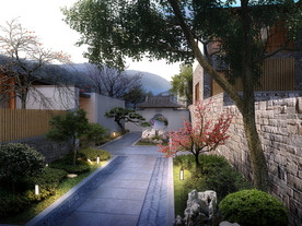 民宿山庄内庭景观效果图