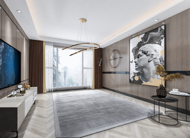 现代极简轻奢客厅背景墙空间设计