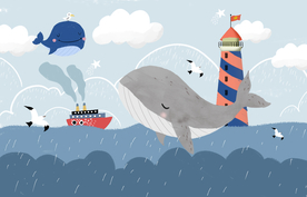 手绘儿童房鲸鱼