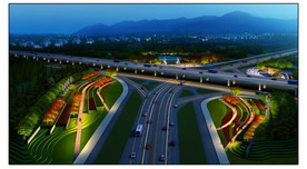 市政道路夜景亮化效果图