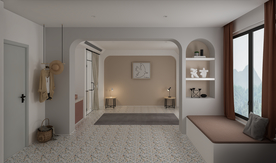 极简现代卧室靠床背景墙