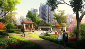 住宅小区 休闲活动区景观效果图